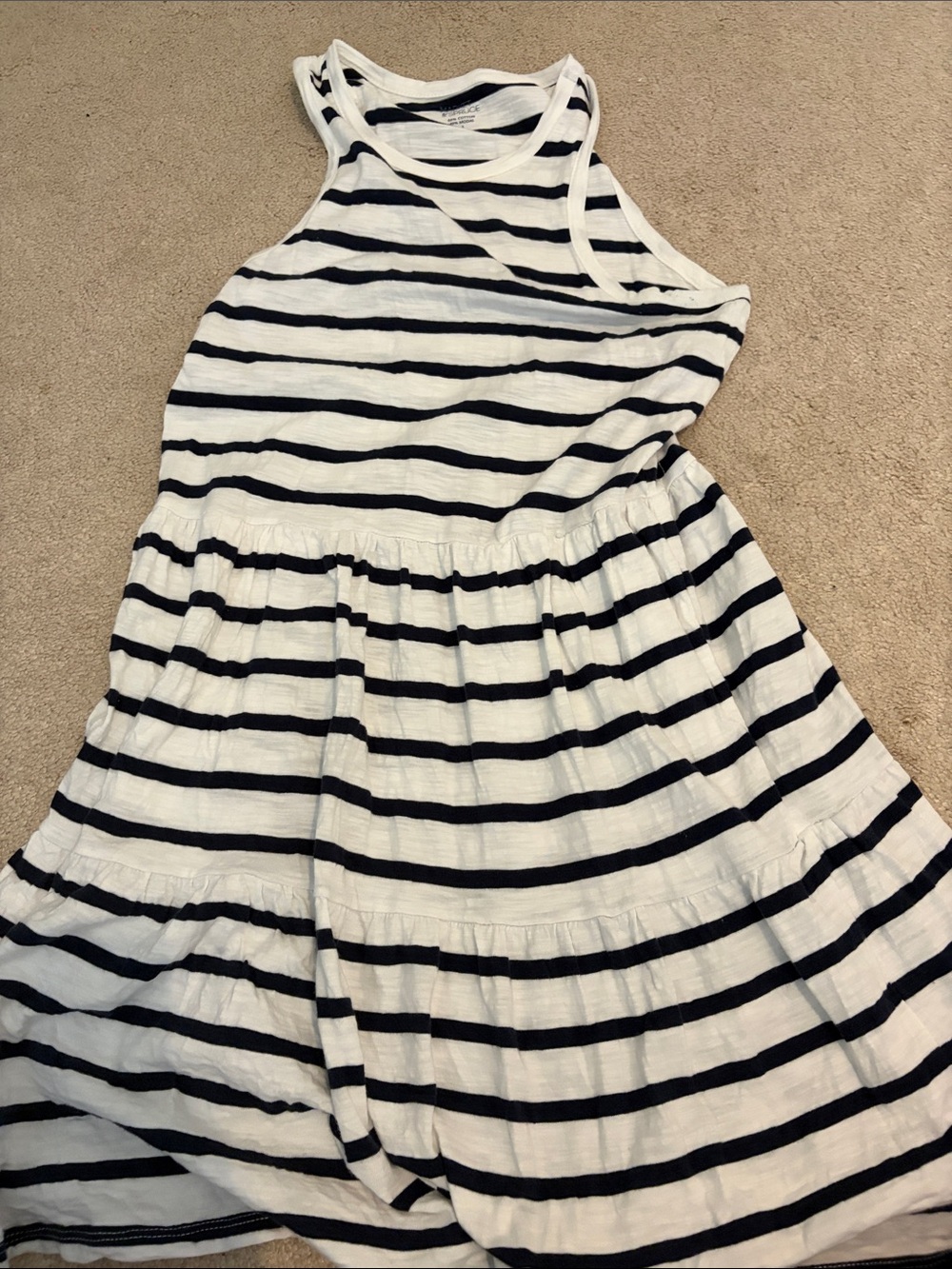 Womens’ navy and White Striped Sleeveless Dress